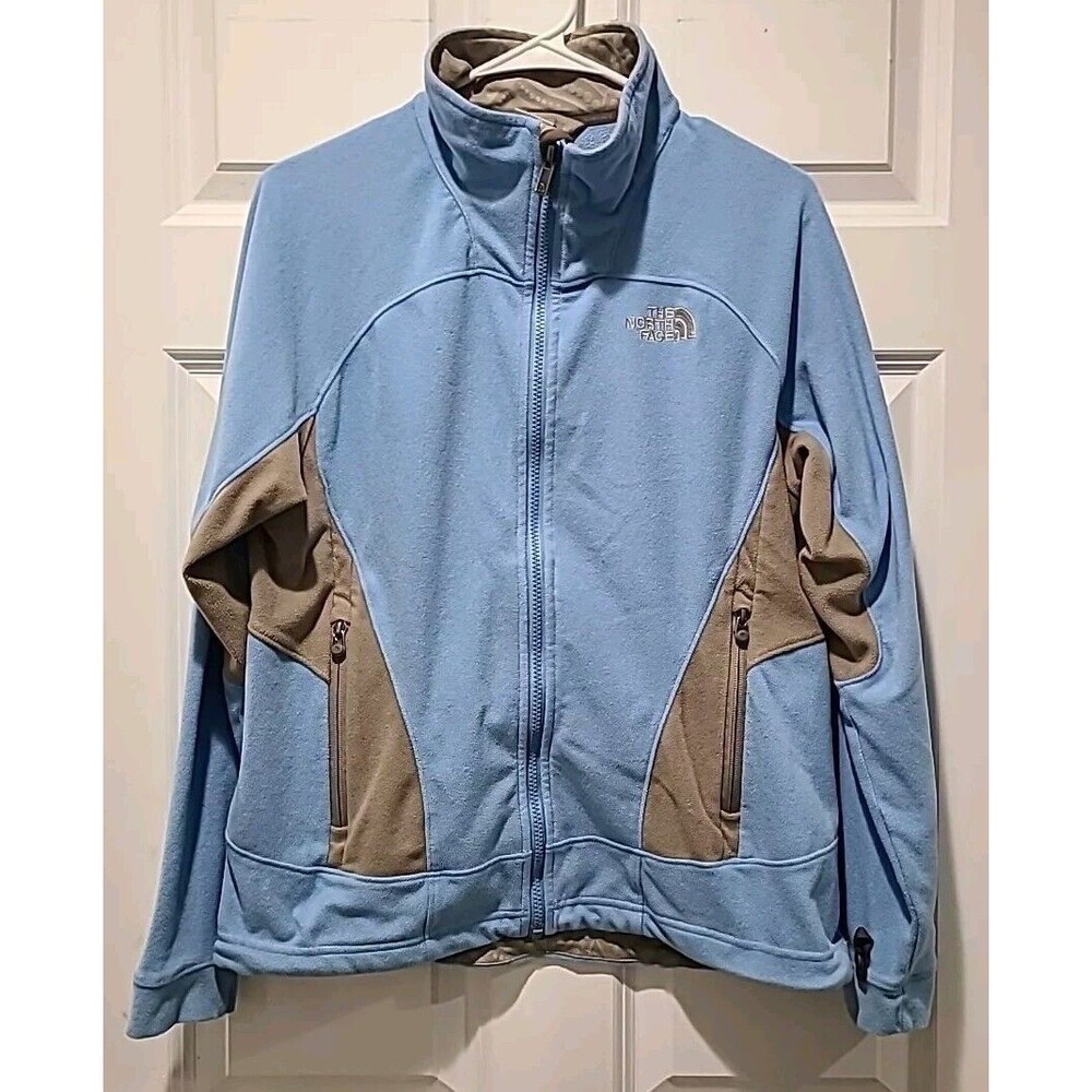 The North Face Size M Blue Gray Lightweight Fleece Zip Up Mock Neck Jacket Sz M
